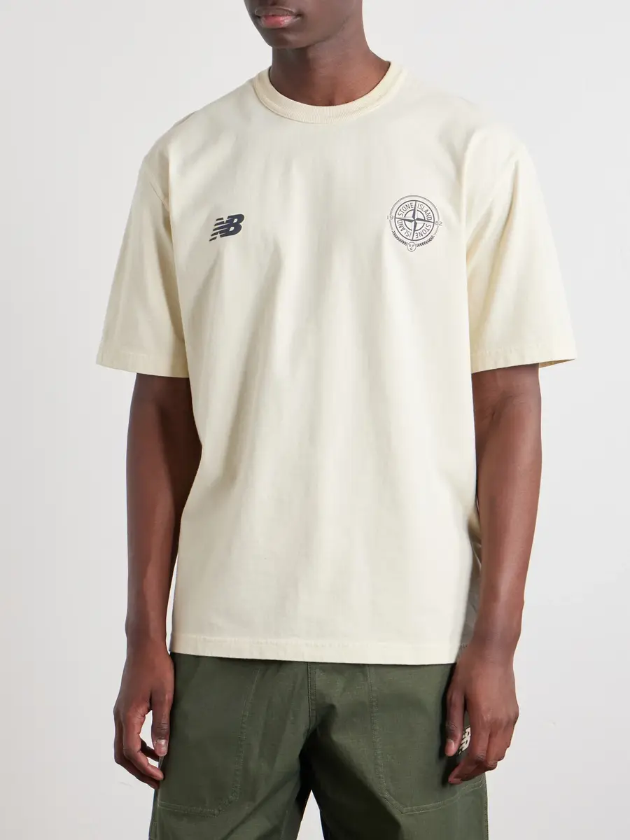 Stone Island New Balance Logo-Print Cotton-Jersey T-Shirt - Men | Thumbnail 3