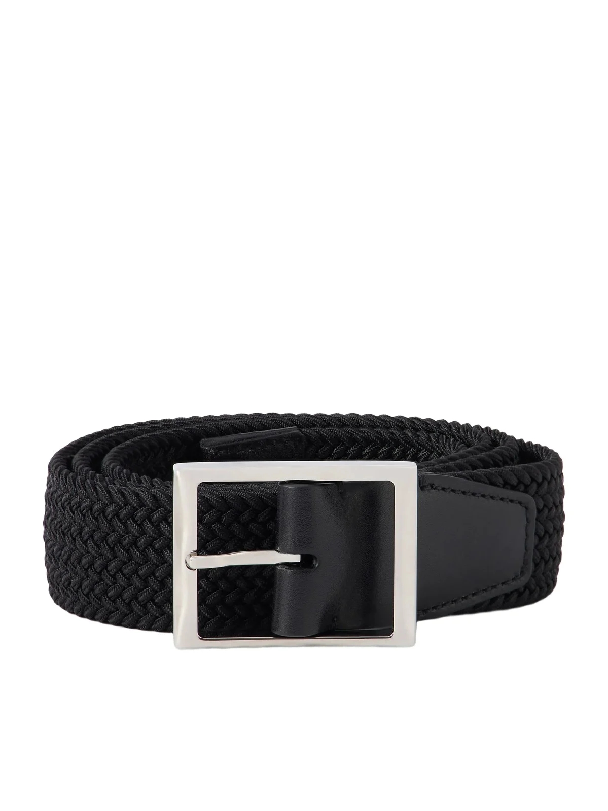 3.8cm Leather-Trimmed Braided Belt - Men 3.8cm Leather-Trimmed Braided Belt - Men