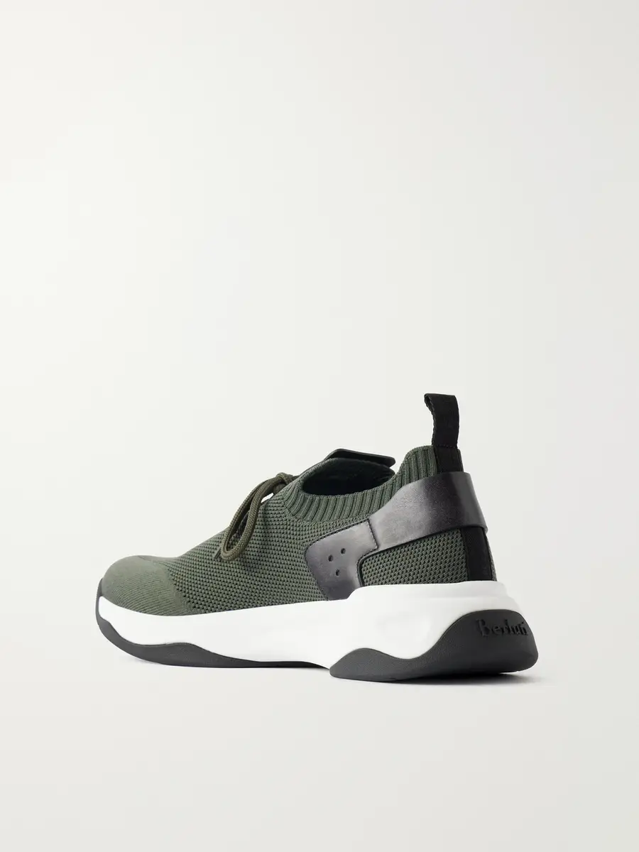Berluti Shadow Logo-Embroidered Leather-Trimmed Stretch-Knit Sneakers - Men | Thumbnail 4 Berluti Shadow Logo-Embroidered Leather-Trimmed Stretch-Knit Sneakers - Men | Thumbnail 4