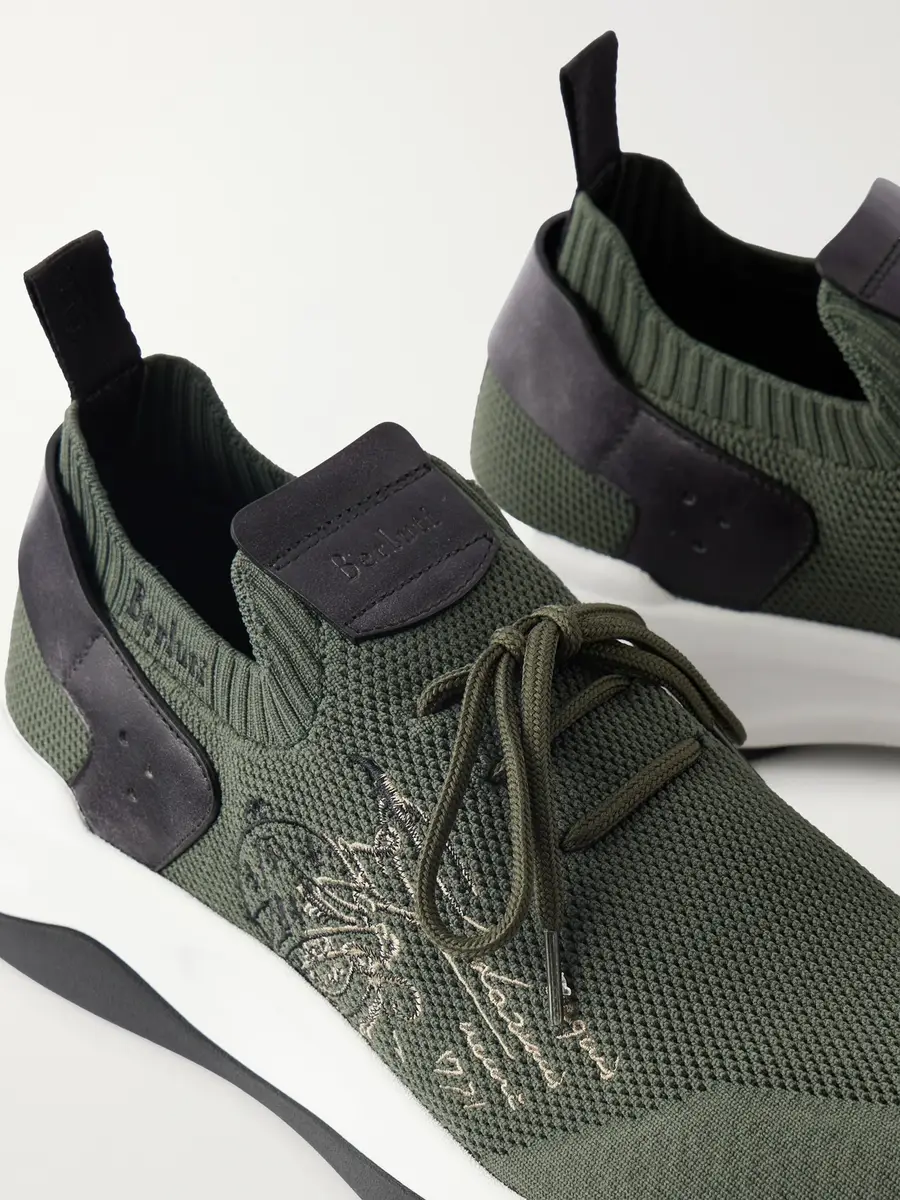 Berluti Shadow Logo-Embroidered Leather-Trimmed Stretch-Knit Sneakers - Men | Thumbnail 5 Berluti Shadow Logo-Embroidered Leather-Trimmed Stretch-Knit Sneakers - Men | Thumbnail 5