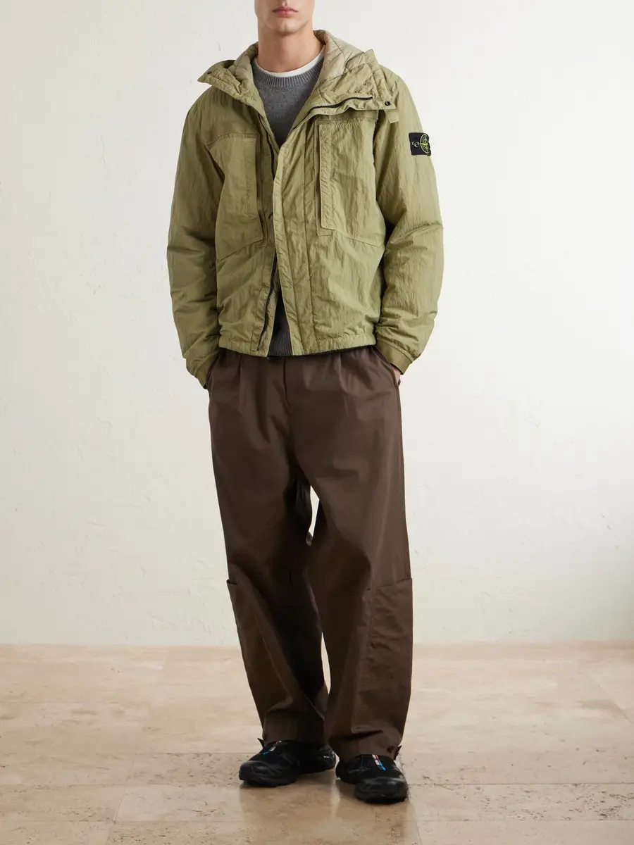 Stone Island Garment-Dyed Padded Crinkled Warp Rib Nylon-TC Hooded Jacket - Men | Thumbnail 2