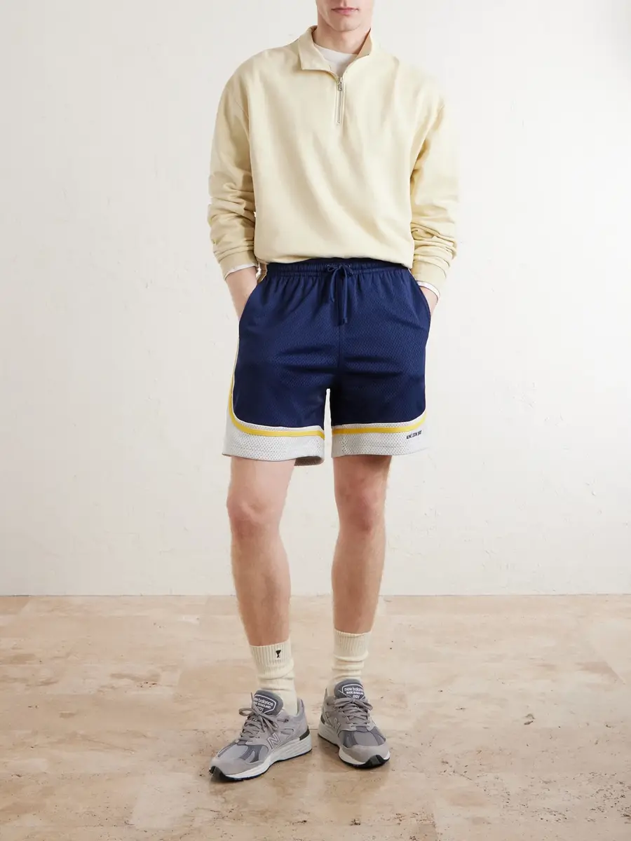 Aimé Leon Dore Novelty Straight-Leg Logo-Embroidered Mesh Drawstring Shorts - Men | Thumbnail 2