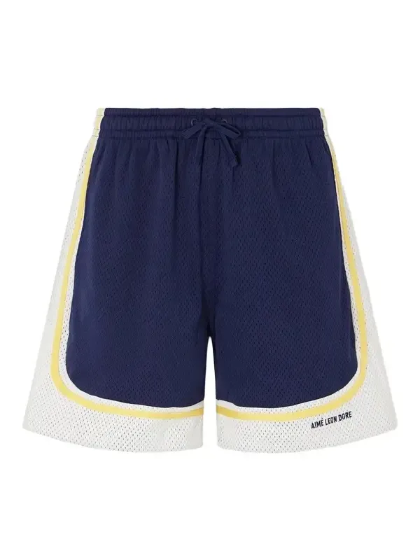 Novelty Straight-Leg Logo-Embroidered Mesh Drawstring Shorts - Men Novelty Straight-Leg Logo-Embroidered Mesh Drawstring Shorts - Men