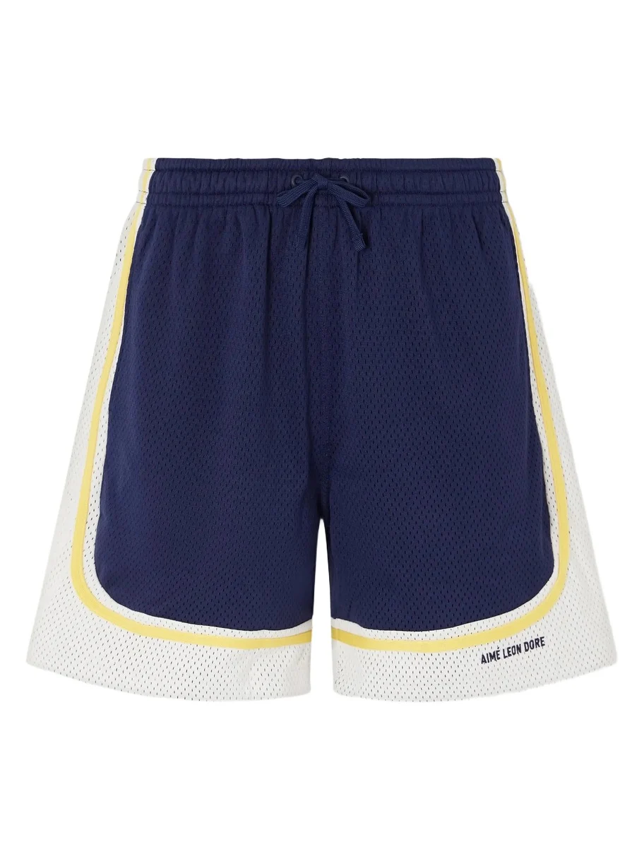 Novelty Straight-Leg Logo-Embroidered Mesh Drawstring Shorts - Men Novelty Straight-Leg Logo-Embroidered Mesh Drawstring Shorts - Men