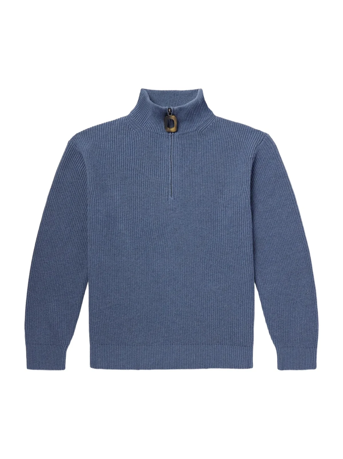 Ribbed Wool and Cotton-Blend Half-Zip Turtleneck Sweater - Men Ribbed Wool and Cotton-Blend Half-Zip Turtleneck Sweater - Men