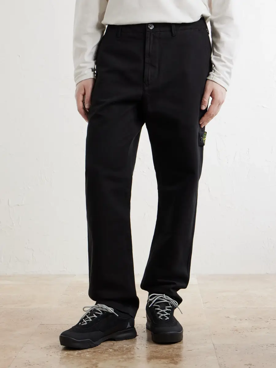 Stone Island Straight-Leg Herringbone Cotton Trousers - Men | Thumbnail 3