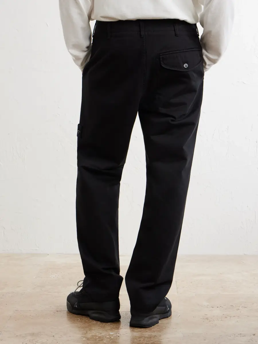 Stone Island Straight-Leg Herringbone Cotton Trousers - Men | Thumbnail 4