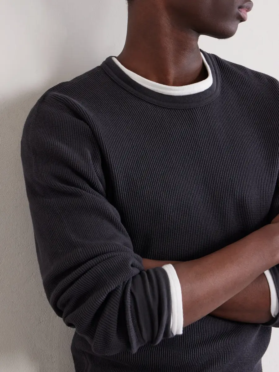 Aaron Levine Waffle-Knit Cotton Sweater - Men | Thumbnail 5 Aaron Levine Waffle-Knit Cotton Sweater - Men | Thumbnail 5