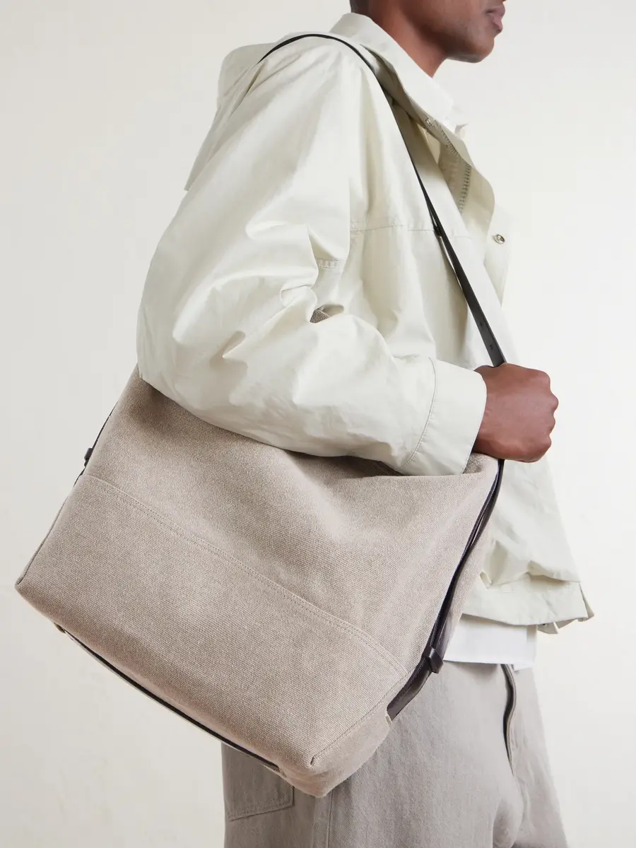 Lemaire Leather-Trimmed Canvas Tote Bag - Men | Thumbnail 3 Lemaire Leather-Trimmed Canvas Tote Bag - Men | Thumbnail 3