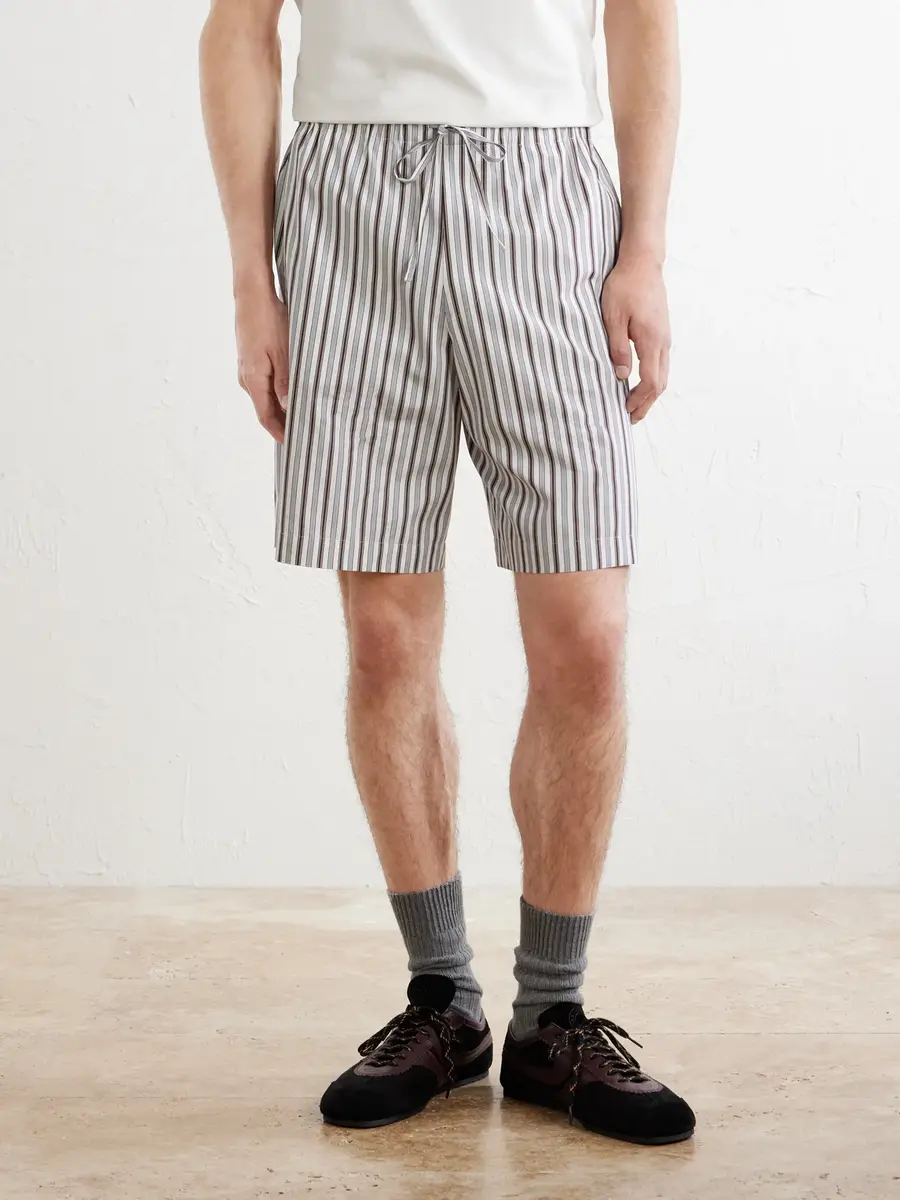 Dries Van Noten Piperi Straight-Leg Striped Cotton Shorts - Men | Thumbnail 3