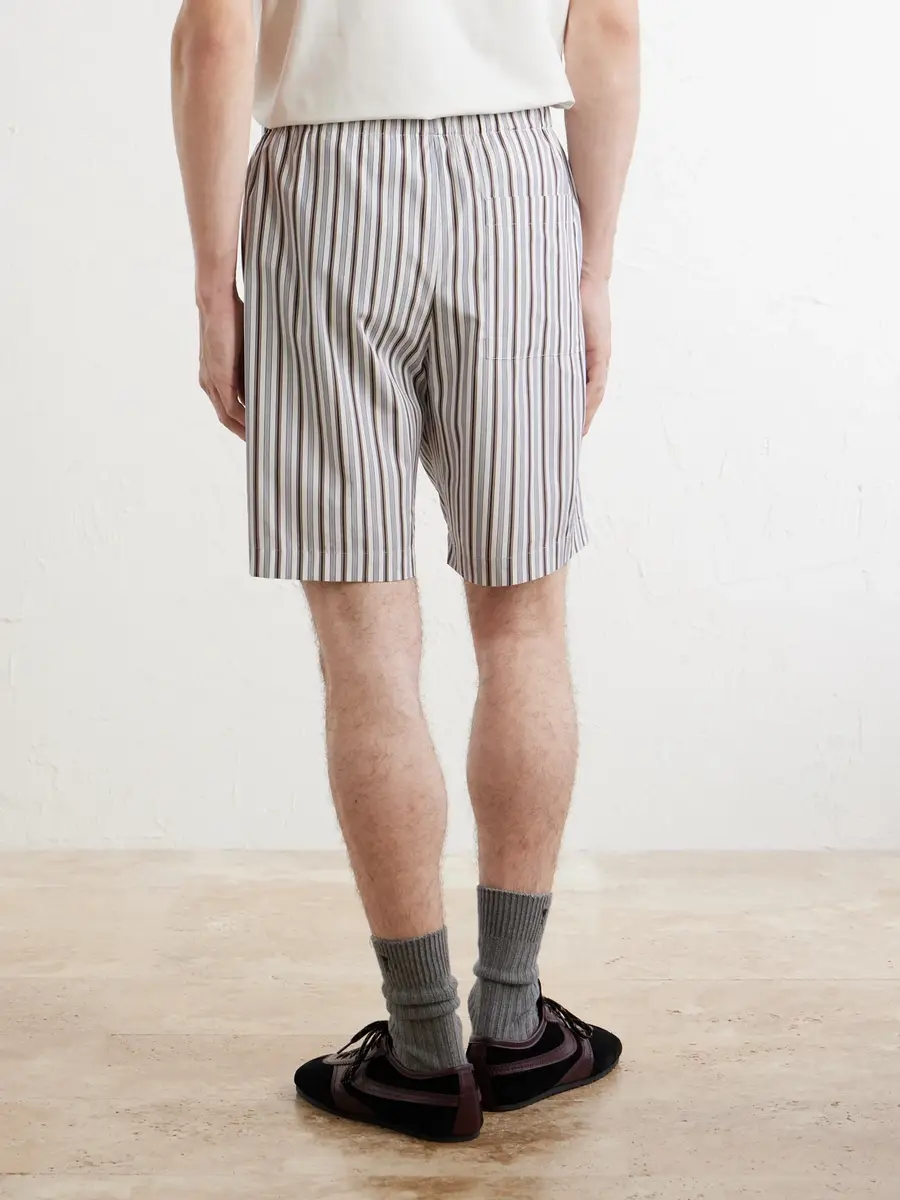 Dries Van Noten Piperi Straight-Leg Striped Cotton Shorts - Men | Thumbnail 4