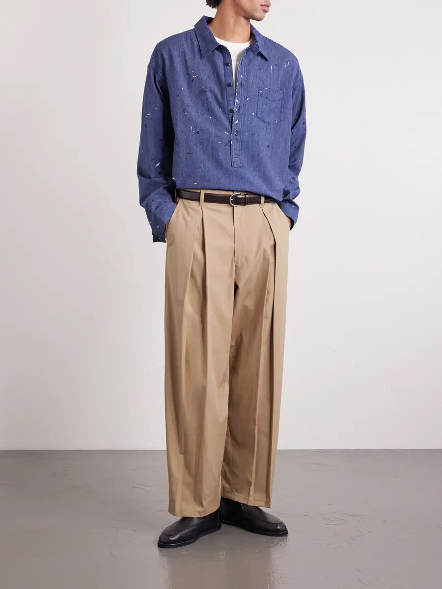 Monitaly Ekusy Wide-Leg Cropped Pleated Cotton Trousers - Men | Thumbnail 2 Monitaly Ekusy Wide-Leg Cropped Pleated Cotton Trousers - Men | Thumbnail 2
