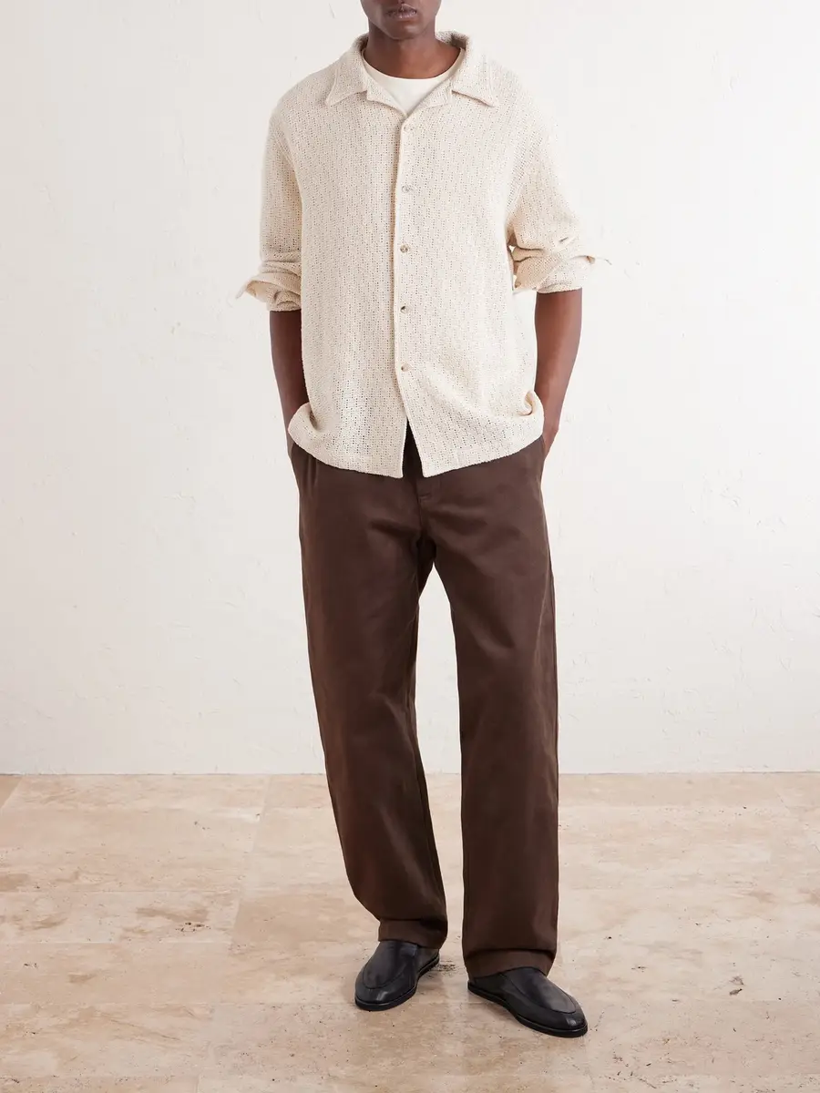 De Bonne Facture Holiday Camp-Collar Crochet-Knit Cotton Shirt - Men | Thumbnail 2