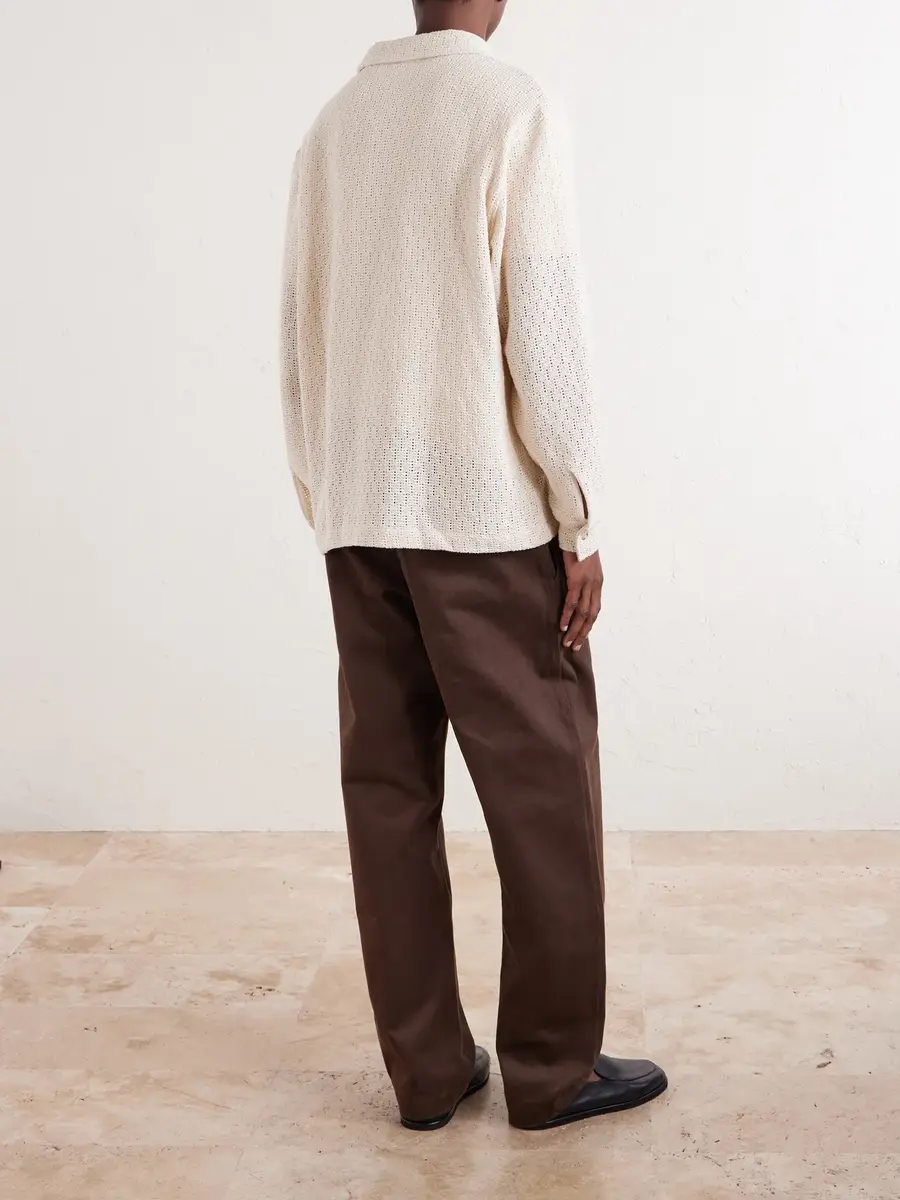 De Bonne Facture Holiday Camp-Collar Crochet-Knit Cotton Shirt - Men | Thumbnail 4