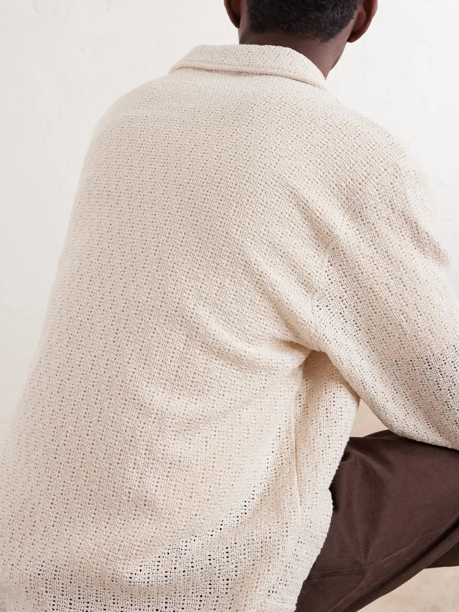 De Bonne Facture Holiday Camp-Collar Crochet-Knit Cotton Shirt - Men | Thumbnail 6