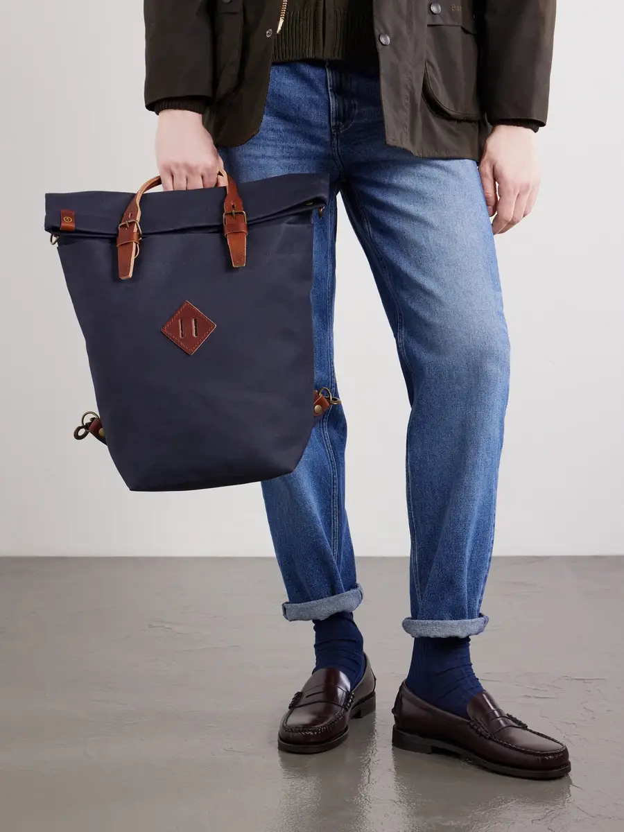Bleu de Chauffe Woody Leather-Trimmed Waxed Cotton-Canvas Backpack - Men | Thumbnail 2 Bleu de Chauffe Woody Leather-Trimmed Waxed Cotton-Canvas Backpack - Men | Thumbnail 2