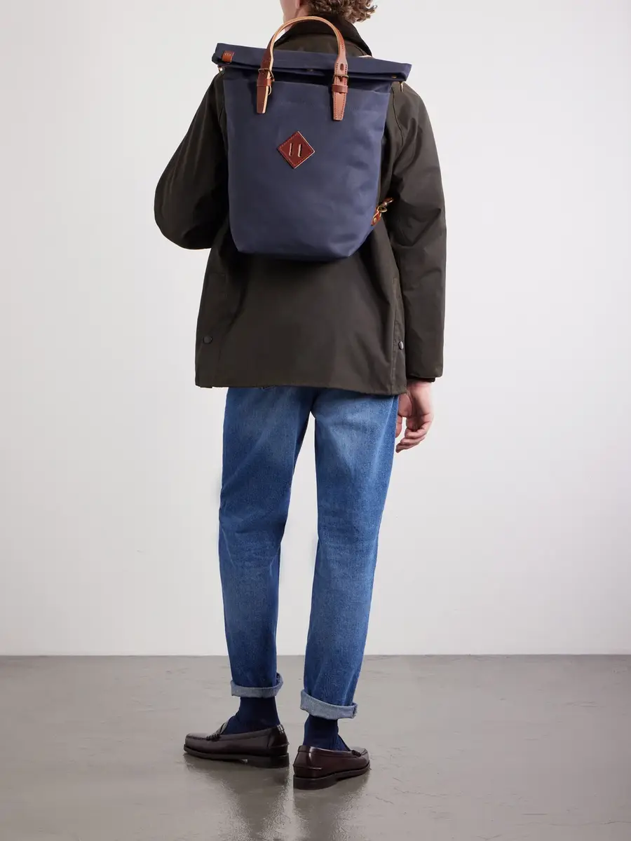 Bleu de Chauffe Woody Leather-Trimmed Waxed Cotton-Canvas Backpack - Men | Thumbnail 3 Bleu de Chauffe Woody Leather-Trimmed Waxed Cotton-Canvas Backpack - Men | Thumbnail 3