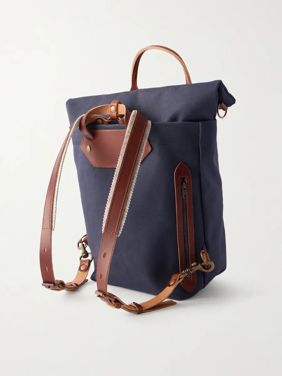 Bleu de Chauffe Woody Leather-Trimmed Waxed Cotton-Canvas Backpack - Men | Thumbnail 4 Bleu de Chauffe Woody Leather-Trimmed Waxed Cotton-Canvas Backpack - Men | Thumbnail 4