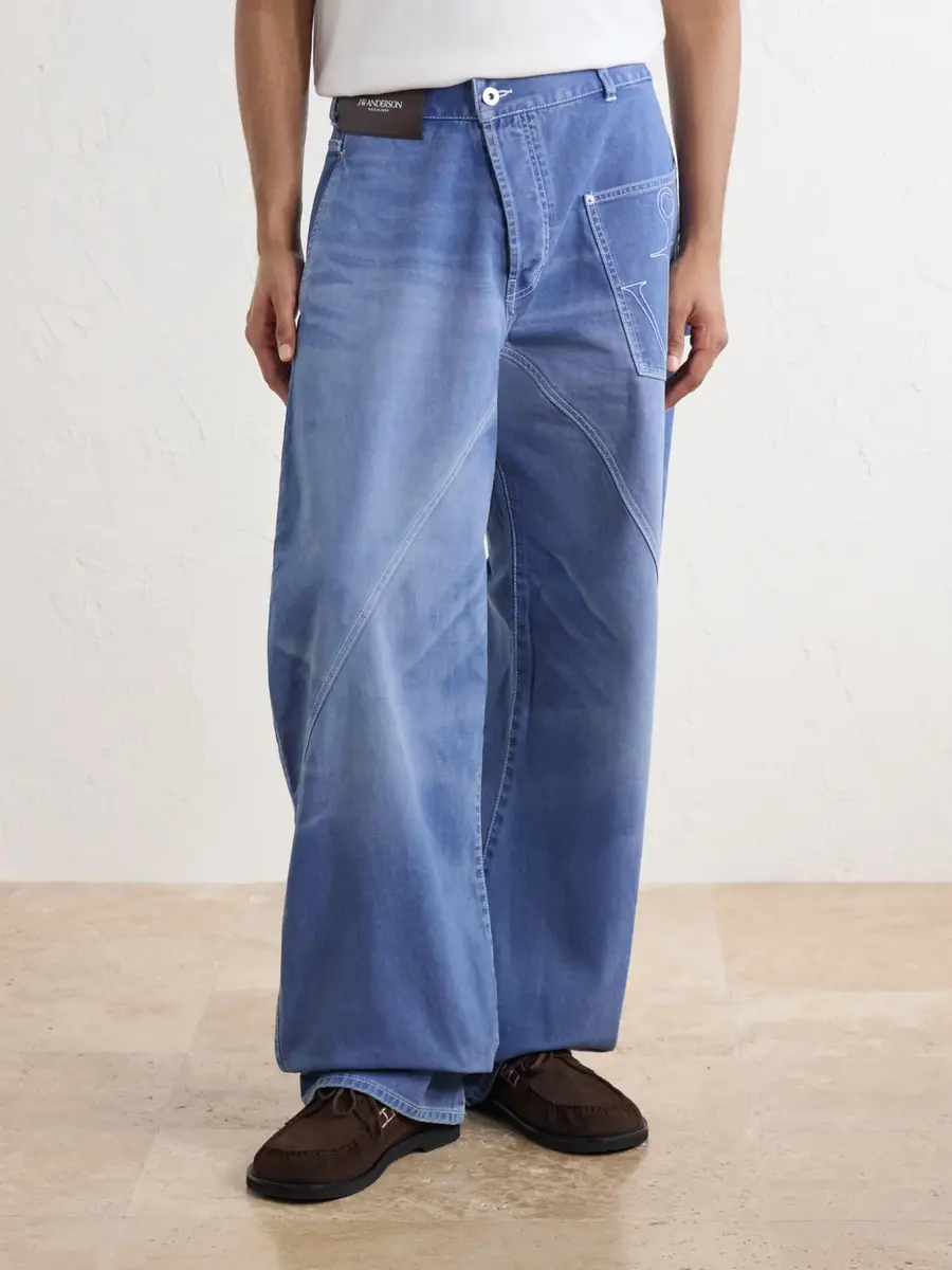 JW Anderson Embroidered Wide-Leg Jeans - Men | Thumbnail 3