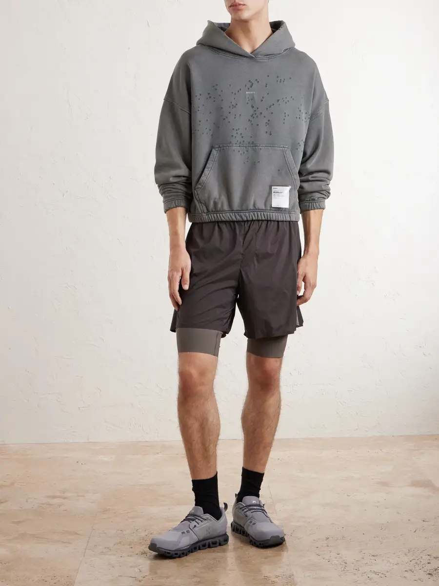 Satisfy Logo-Print Distressed Cotton-Jersey Hoodie - Men | Thumbnail 2
