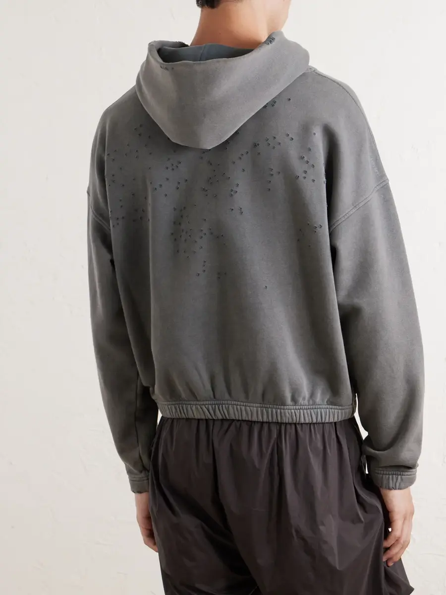 Satisfy Logo-Print Distressed Cotton-Jersey Hoodie - Men | Thumbnail 4