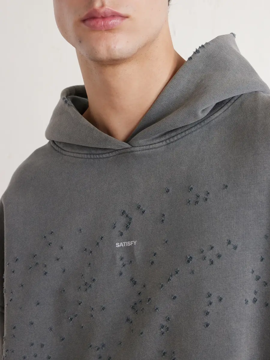 Satisfy Logo-Print Distressed Cotton-Jersey Hoodie - Men | Thumbnail 5