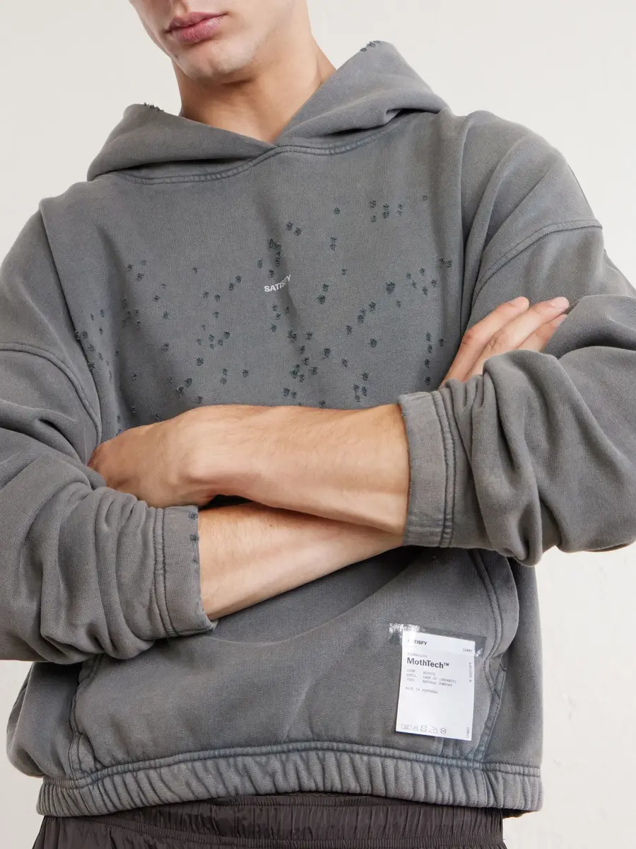 Satisfy Logo-Print Distressed Cotton-Jersey Hoodie - Men | Thumbnail 6