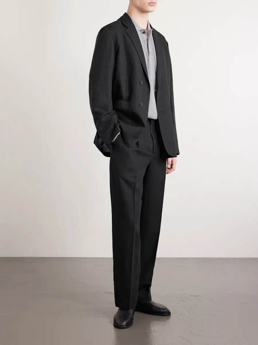 ATON Straight-Leg Pleated Linen and Wool-Blend Suit Trousers - Men | Thumbnail 2 ATON Straight-Leg Pleated Linen and Wool-Blend Suit Trousers - Men | Thumbnail 2