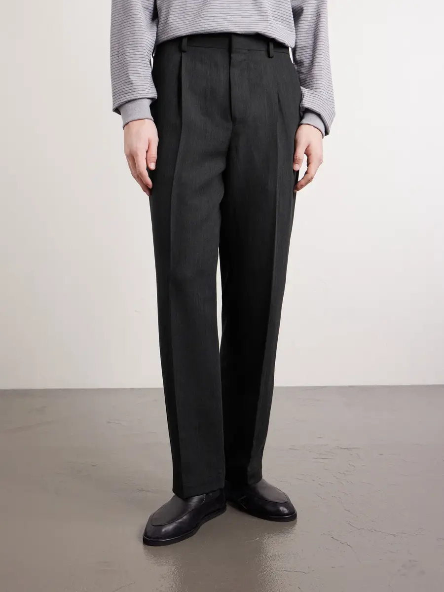ATON Straight-Leg Pleated Linen and Wool-Blend Suit Trousers - Men | Thumbnail 3 ATON Straight-Leg Pleated Linen and Wool-Blend Suit Trousers - Men | Thumbnail 3