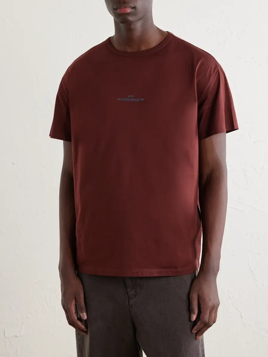 Maison Margiela Logo-Embroidered Cotton-Jersey T-Shirt - Men | Thumbnail 3 Maison Margiela Logo-Embroidered Cotton-Jersey T-Shirt - Men | Thumbnail 3