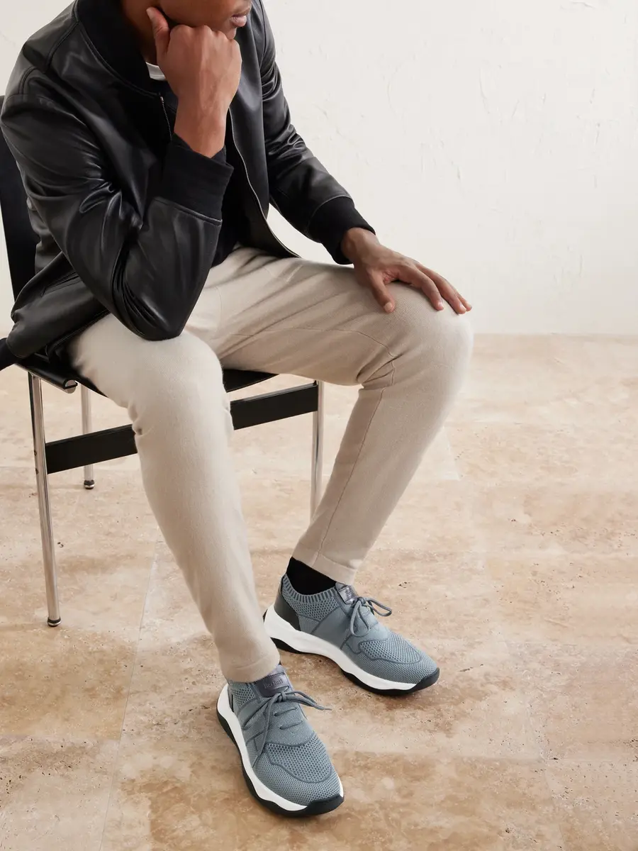 Berluti Shadow Leather-Trimmed Stretch-Knit Sneakers - Men | Thumbnail 2 Berluti Shadow Leather-Trimmed Stretch-Knit Sneakers - Men | Thumbnail 2