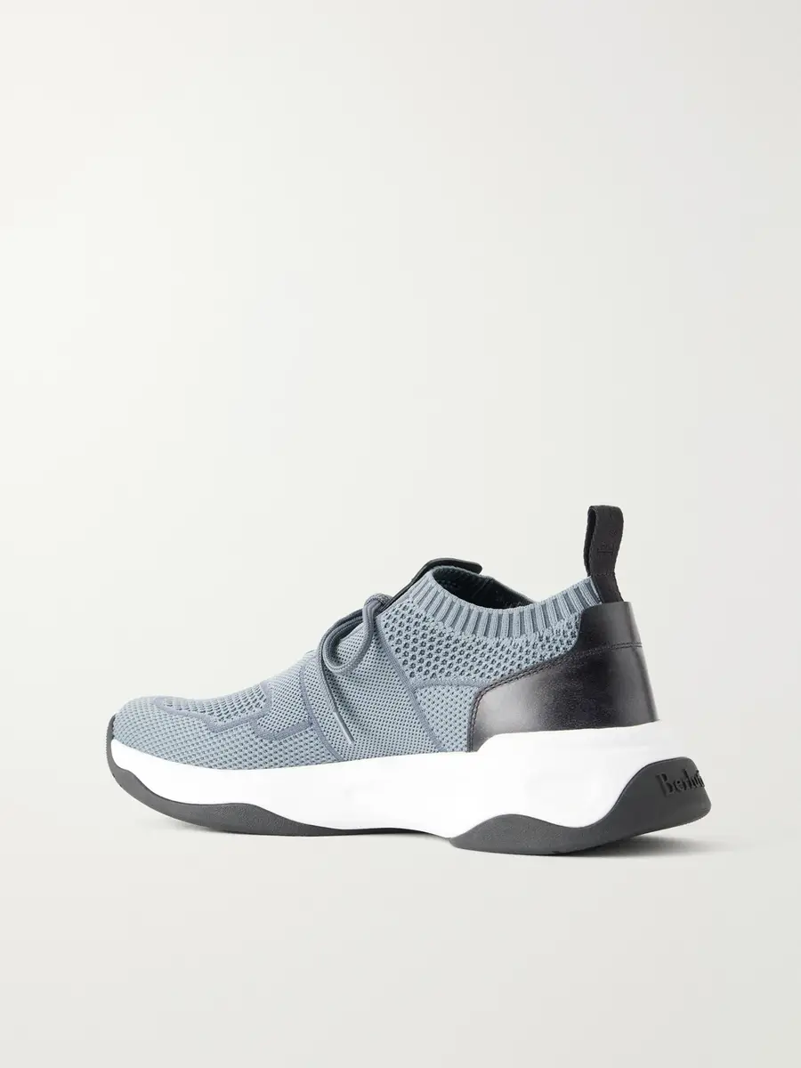 Berluti Shadow Leather-Trimmed Stretch-Knit Sneakers - Men | Thumbnail 4 Berluti Shadow Leather-Trimmed Stretch-Knit Sneakers - Men | Thumbnail 4