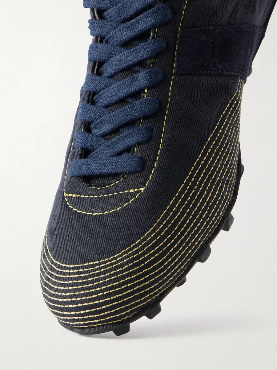 Maison Margiela Sprinters Leather and Suede-Trimmed Cotton-Twill Sneakers - Men | Thumbnail 5