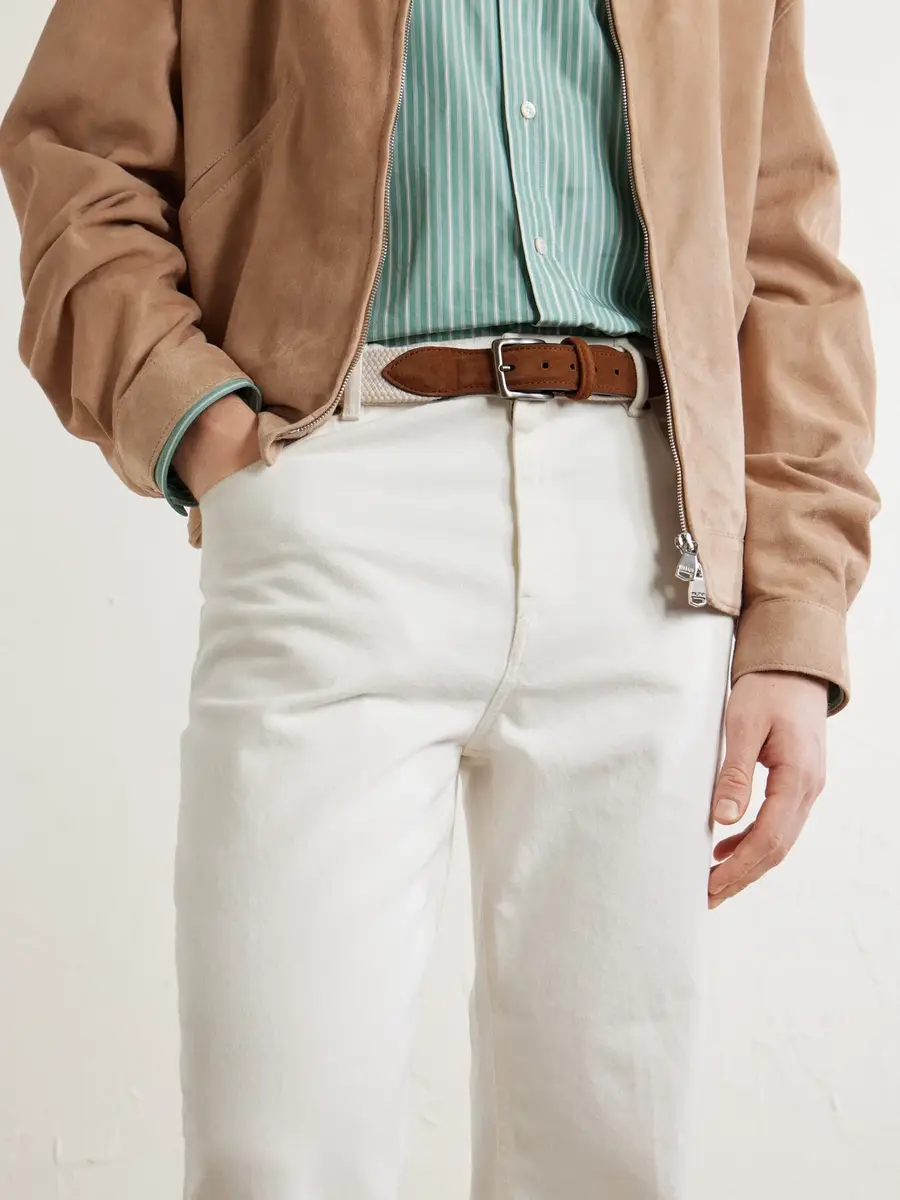 Anderson's 3.5 cm Leather-Trimmed Woven Belt - Men | Thumbnail 2 Anderson's 3.5 cm Leather-Trimmed Woven Belt - Men | Thumbnail 2