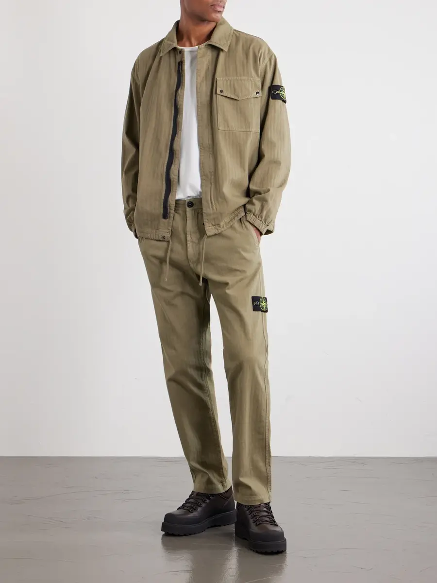 Stone Island Garment-Dyed Herringbone Cotton Shirt - Men | Thumbnail 2 Stone Island Garment-Dyed Herringbone Cotton Shirt - Men | Thumbnail 2