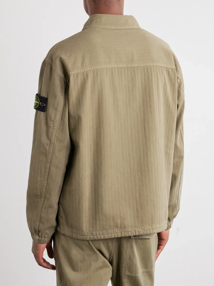 Stone Island Garment-Dyed Herringbone Cotton Shirt - Men | Thumbnail 4 Stone Island Garment-Dyed Herringbone Cotton Shirt - Men | Thumbnail 4