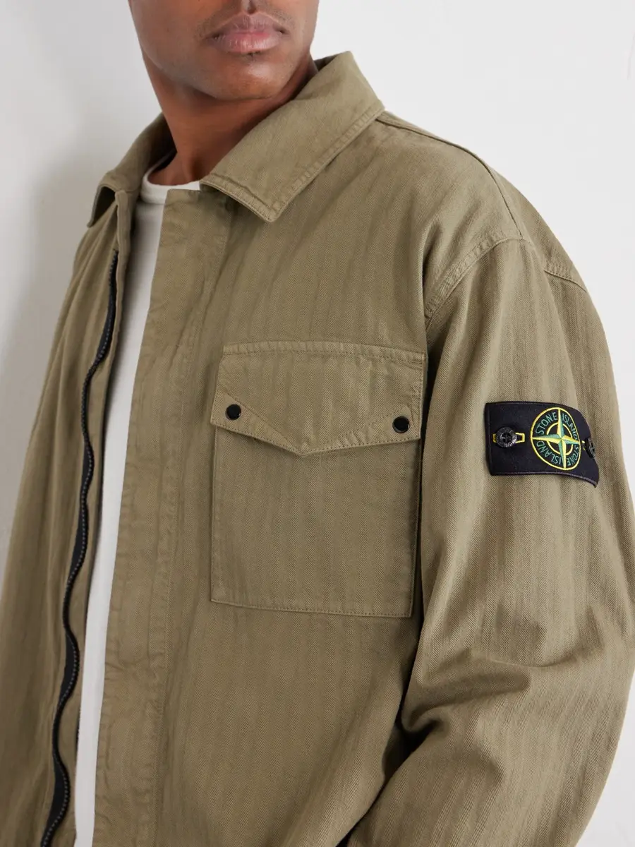 Stone Island Garment-Dyed Herringbone Cotton Shirt - Men | Thumbnail 5 Stone Island Garment-Dyed Herringbone Cotton Shirt - Men | Thumbnail 5
