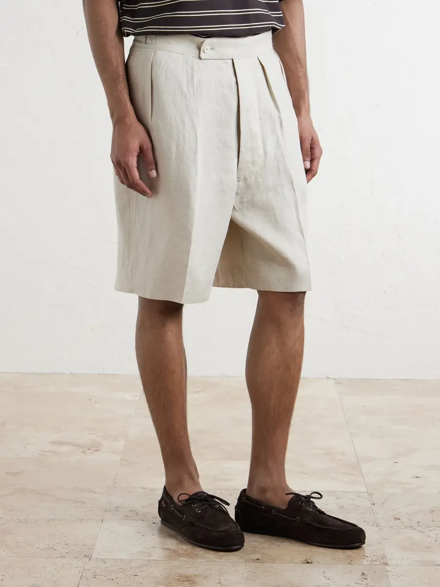Kaptain Sunshine Gurkha Straight-Leg Linen and Silk-Blend Shorts - Men | Thumbnail 3