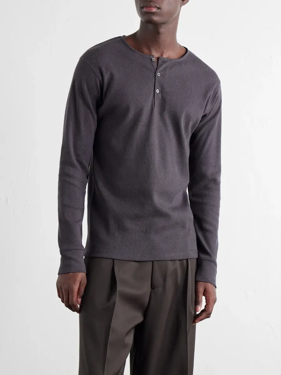 Lemaire Ribbed Cotton Henley T-Shirt - Men | Thumbnail 3 Lemaire Ribbed Cotton Henley T-Shirt - Men | Thumbnail 3