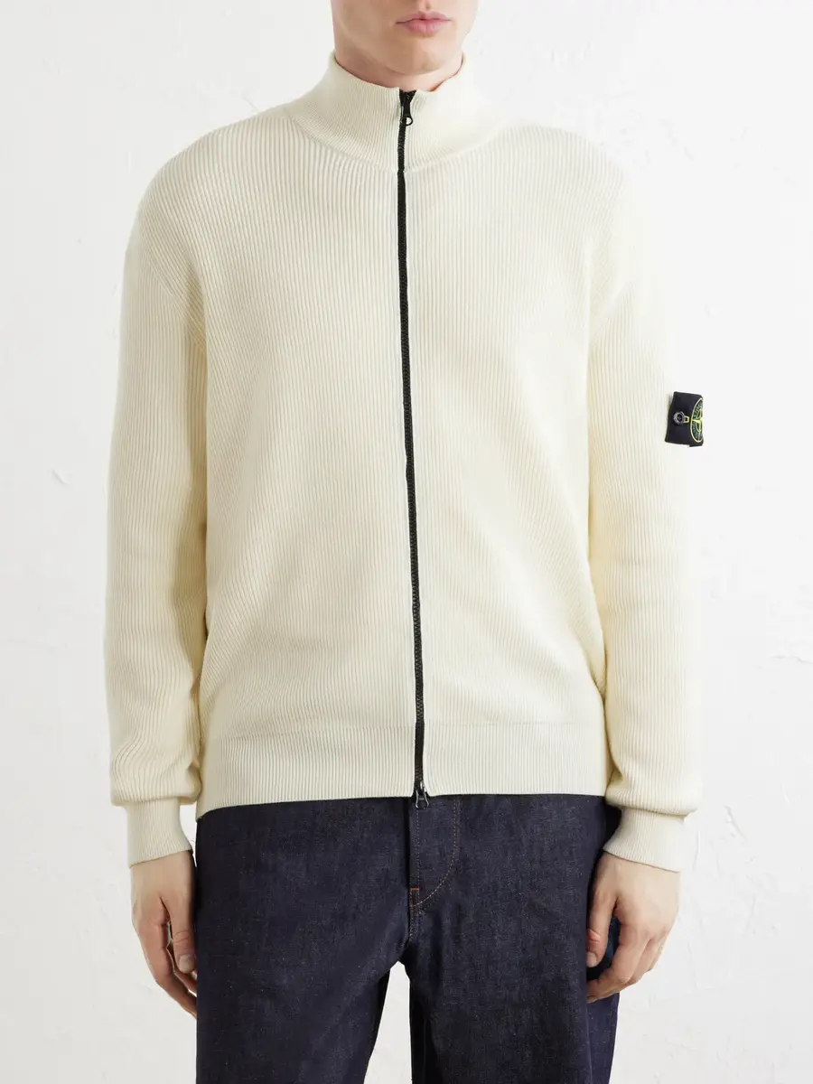 Stone Island Ribbed Organic Cotton Zip-Up Sweater - Men | Thumbnail 3 Stone Island Ribbed Organic Cotton Zip-Up Sweater - Men | Thumbnail 3