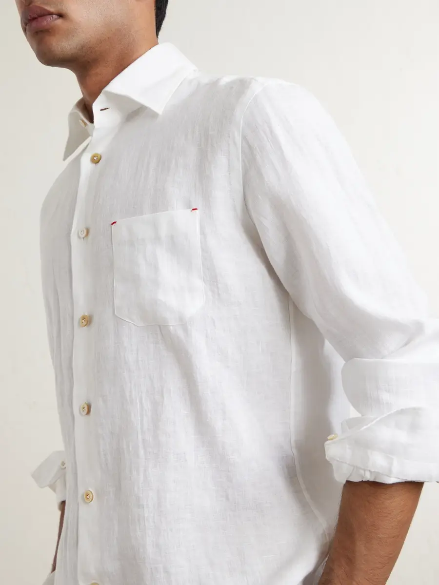 Kiton Straight Cut Linen Shirt - Men | Thumbnail 4 Kiton Straight Cut Linen Shirt - Men | Thumbnail 4