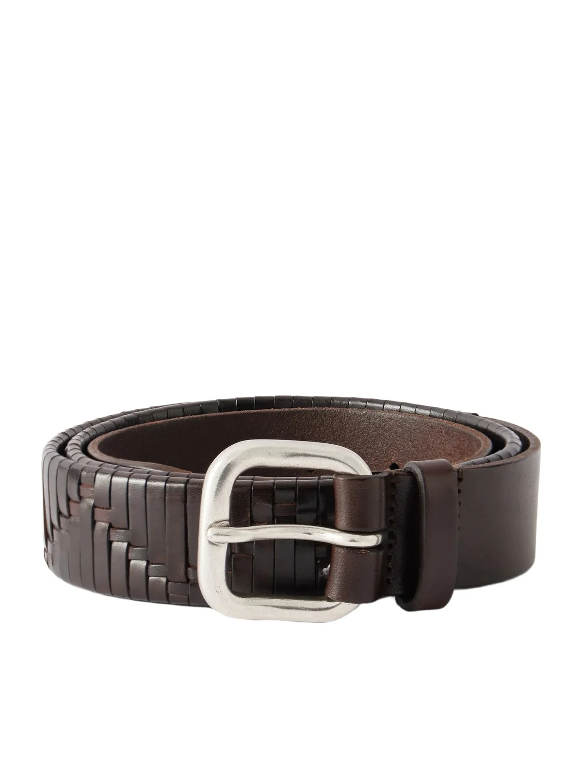 3cm Woven Leather Belt - Men