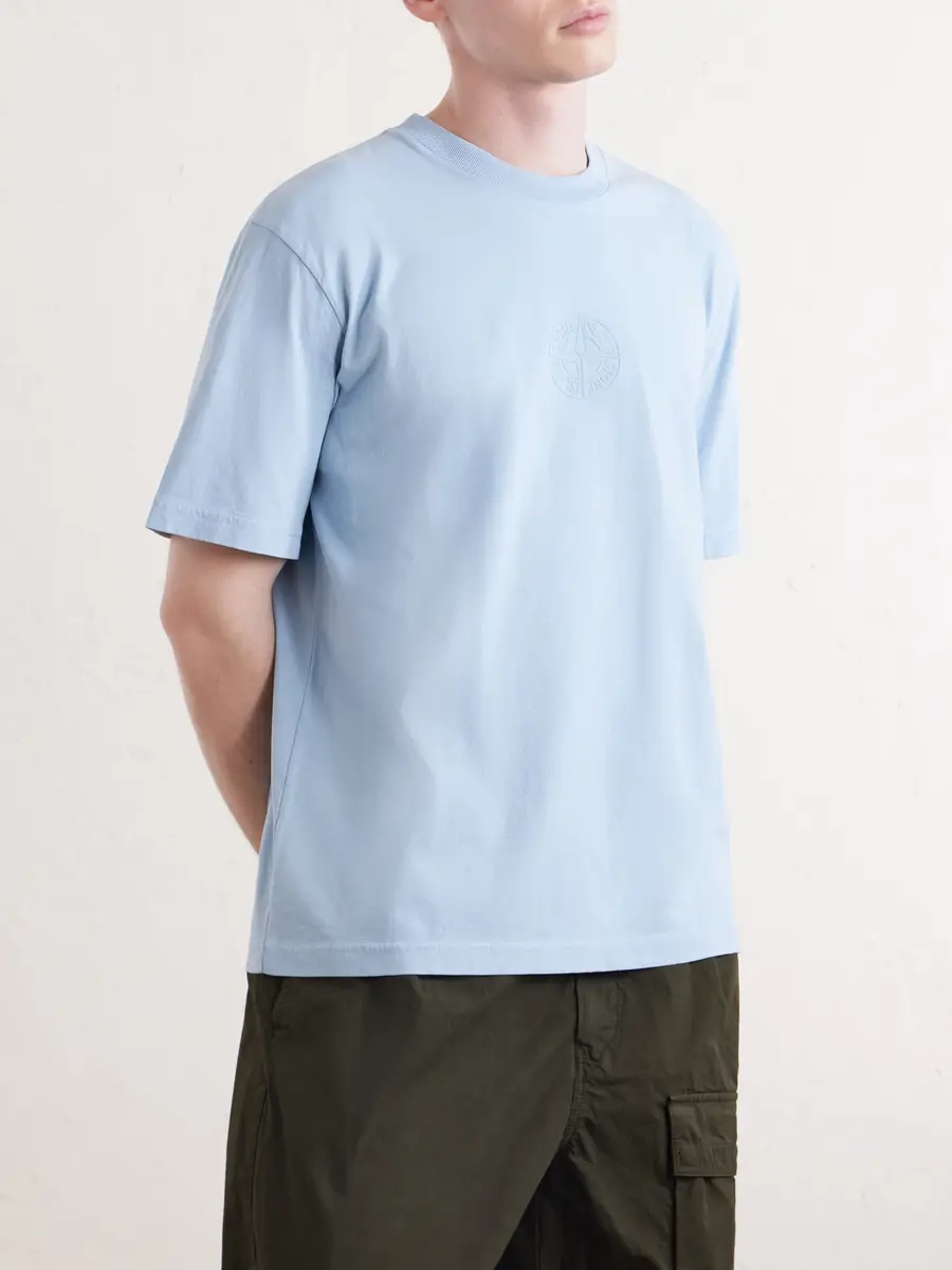 Stone Island Logo-Detailed Organic Cotton-Jersey T-Shirt - Men | Thumbnail 3