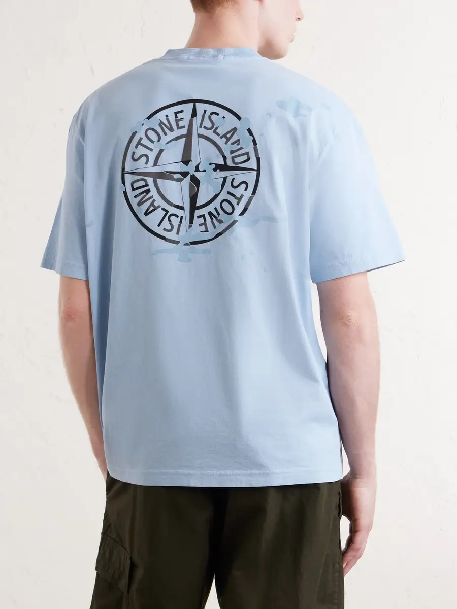 Stone Island Logo-Detailed Organic Cotton-Jersey T-Shirt - Men | Thumbnail 4