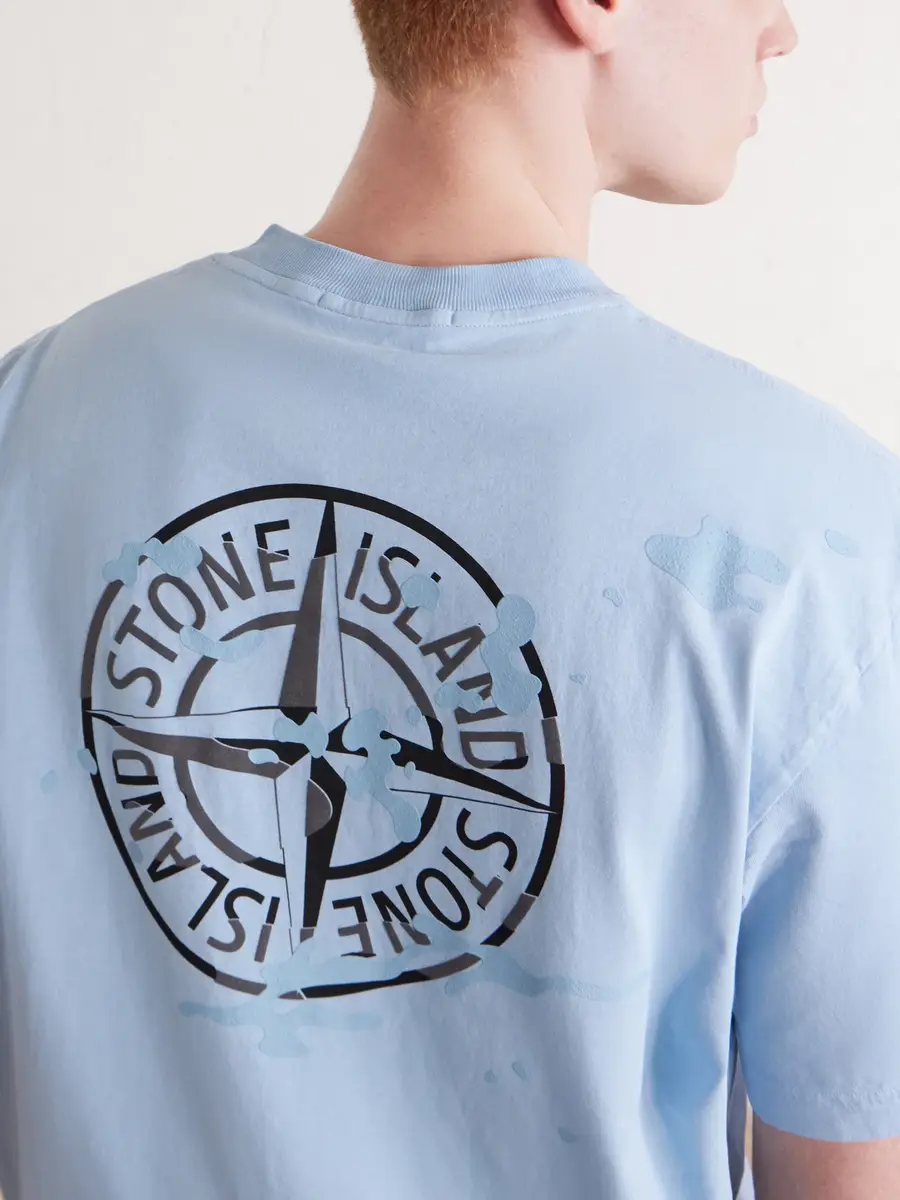 Stone Island Logo-Detailed Organic Cotton-Jersey T-Shirt - Men | Thumbnail 5