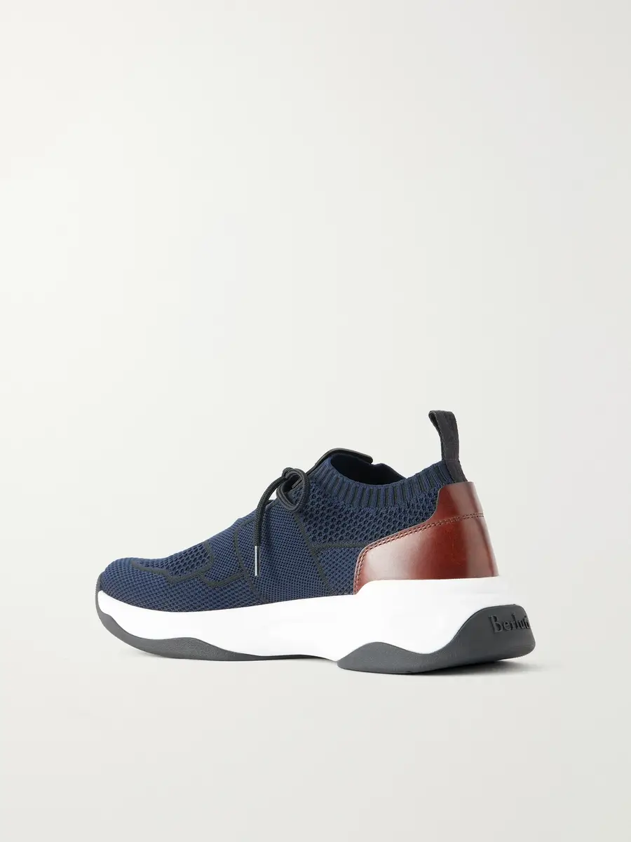 Berluti Shadow Leather-Trimmed Stretch-Knit Sneakers - Men | Thumbnail 4 Berluti Shadow Leather-Trimmed Stretch-Knit Sneakers - Men | Thumbnail 4