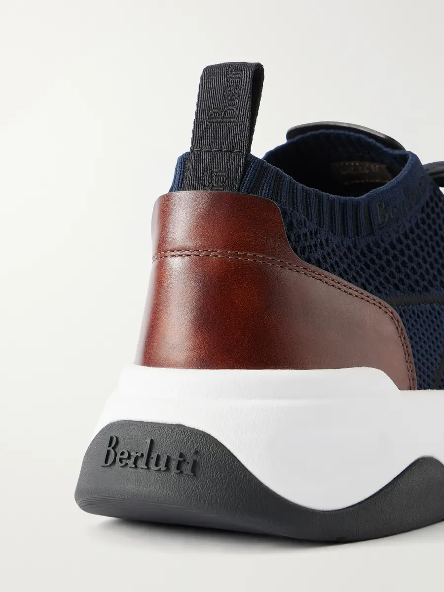 Berluti Shadow Leather-Trimmed Stretch-Knit Sneakers - Men | Thumbnail 5 Berluti Shadow Leather-Trimmed Stretch-Knit Sneakers - Men | Thumbnail 5