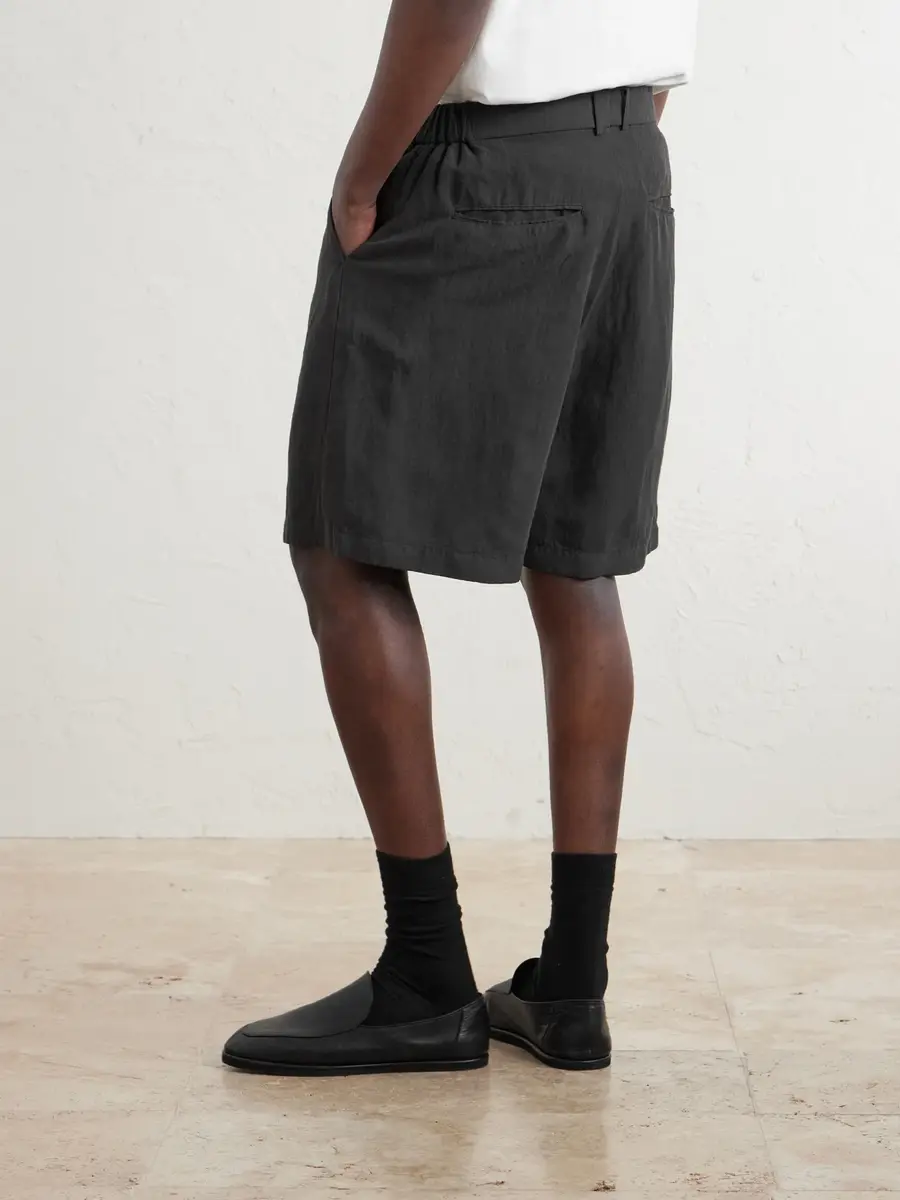 ATON Wide-Leg Cotton and Linen-Blend Twill Shorts - Men | Thumbnail 4 ATON Wide-Leg Cotton and Linen-Blend Twill Shorts - Men | Thumbnail 4