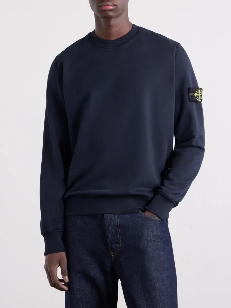 Stone Island Garment-Dyed Organic Cotton-Fleece Sweatshirt - Men | Thumbnail 3
