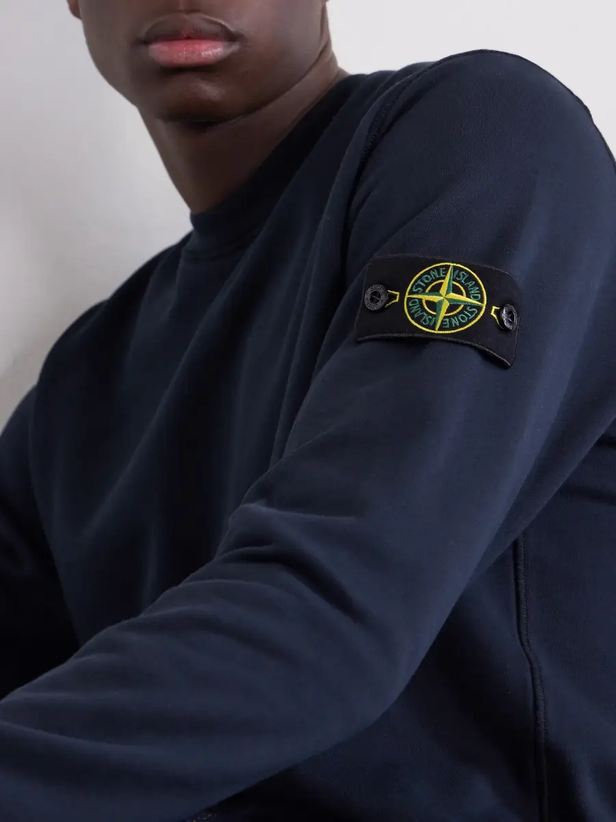 Stone Island Garment-Dyed Organic Cotton-Fleece Sweatshirt - Men | Thumbnail 5